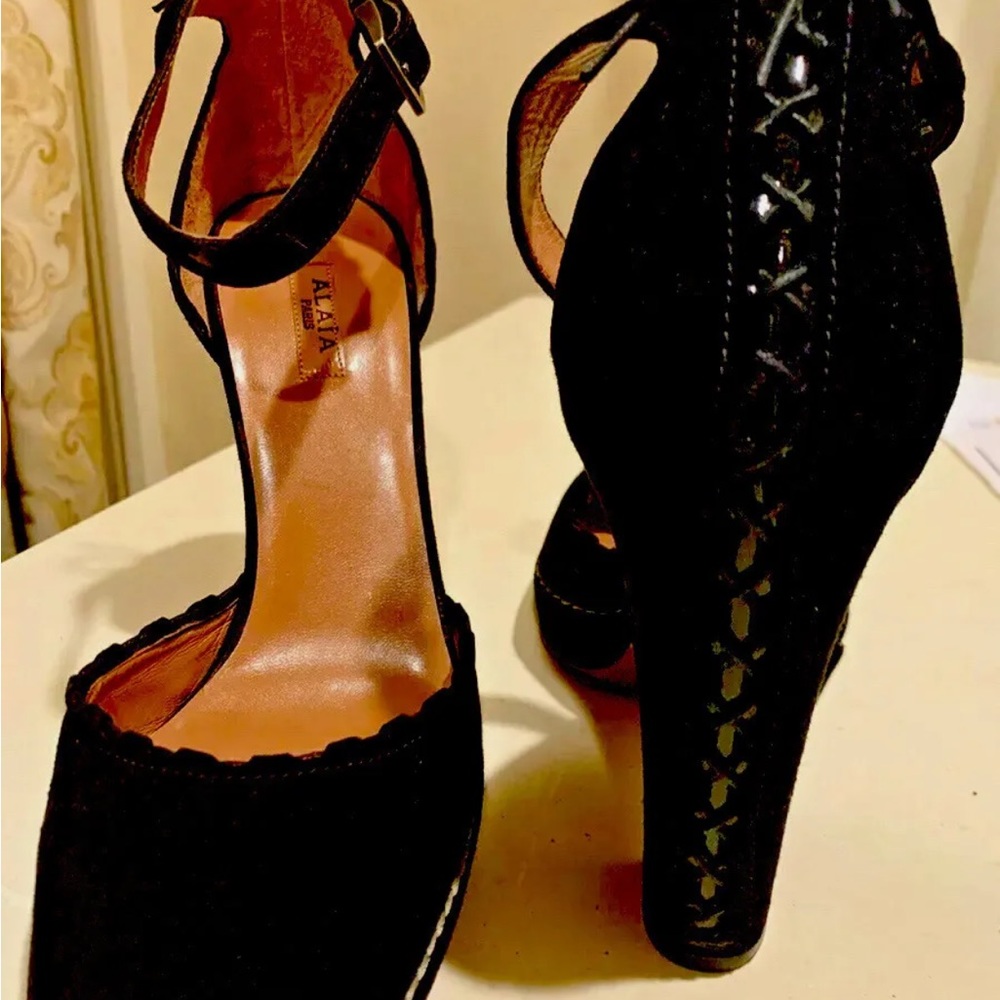 Alaia paris black suede platform block heel Size 37 IT